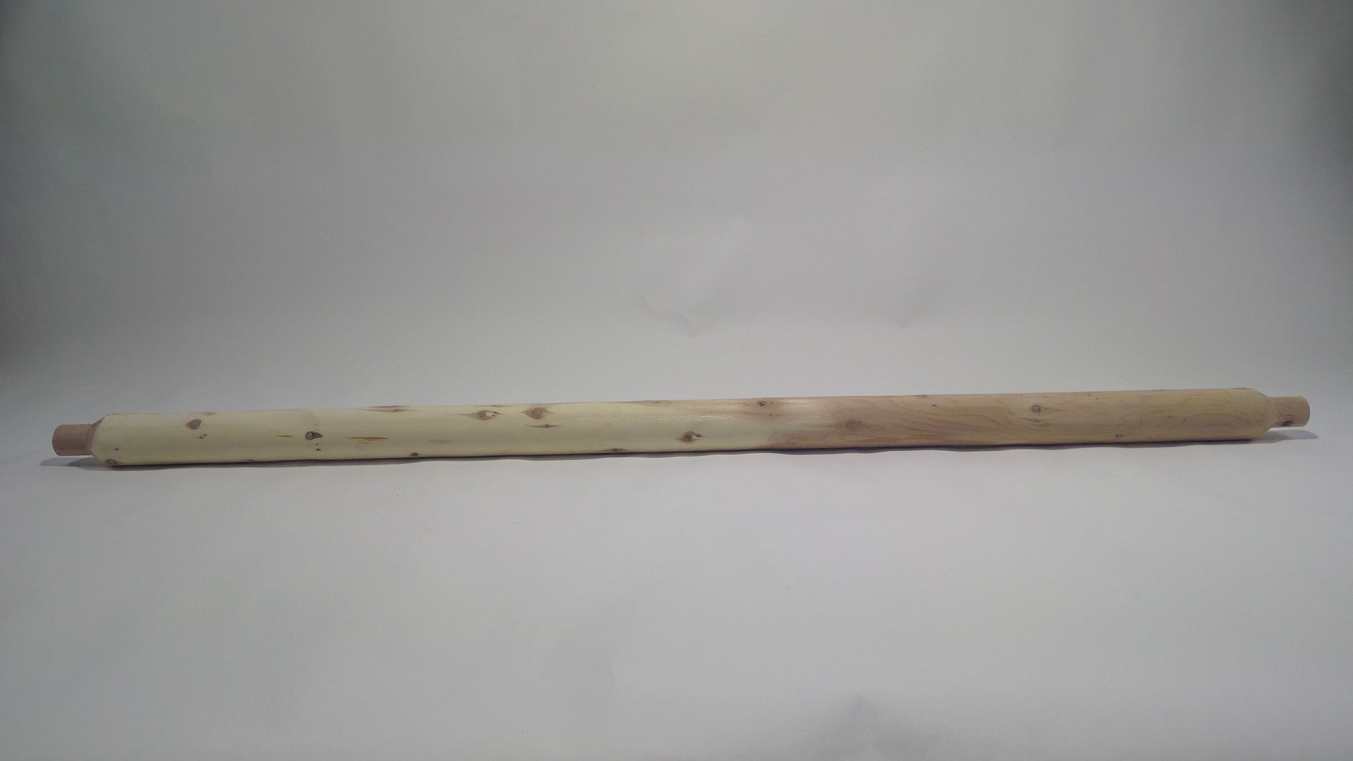 A beige unfinished wooden swing seat back bottom cross log, 60 inches in length, against a white background.